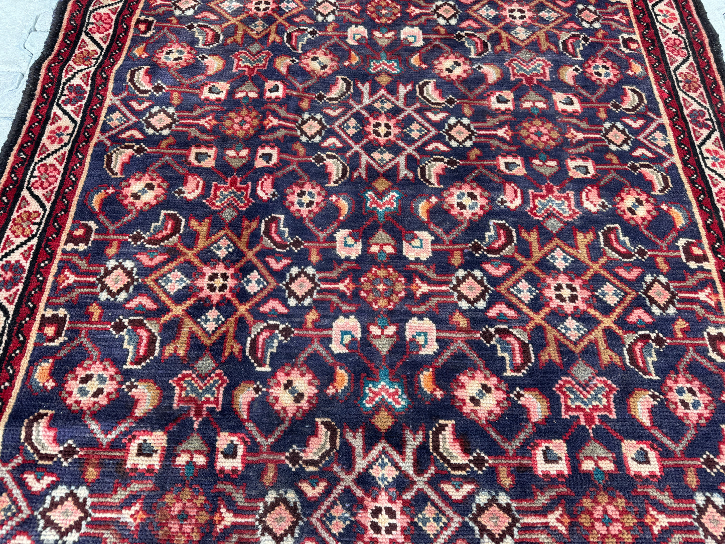 Vintage Wool Runner Rug 4x10 ft - sku1686