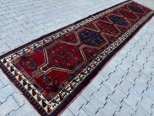 Vintage Long Wool Runner Rug 3x15 ft - sku1696