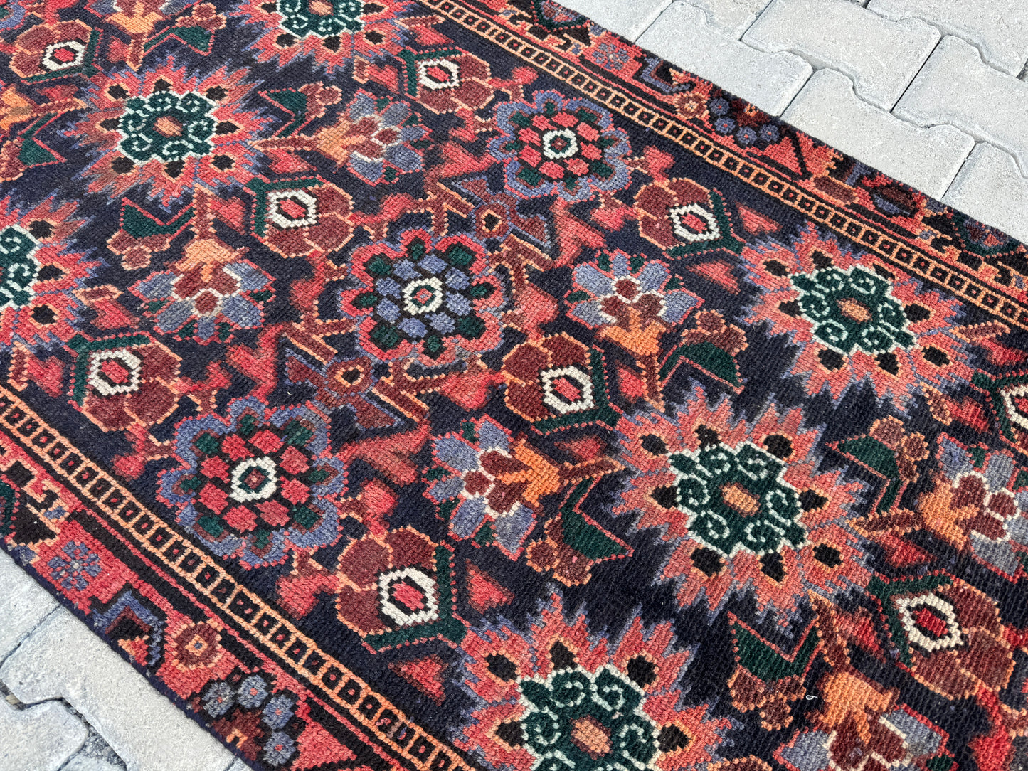 Wool Runner Rug Vintage 3x9 ft - sku1699