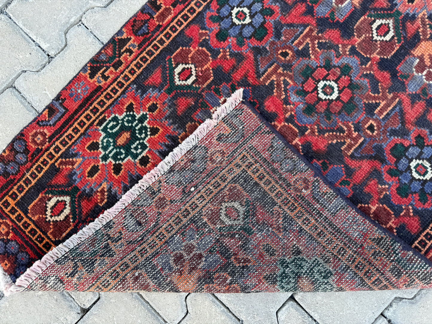 Wool Runner Rug Vintage 3x9 ft - sku1699