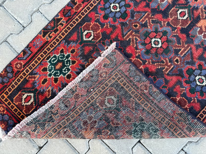 Wool Runner Rug Vintage 3x9 ft - sku1699