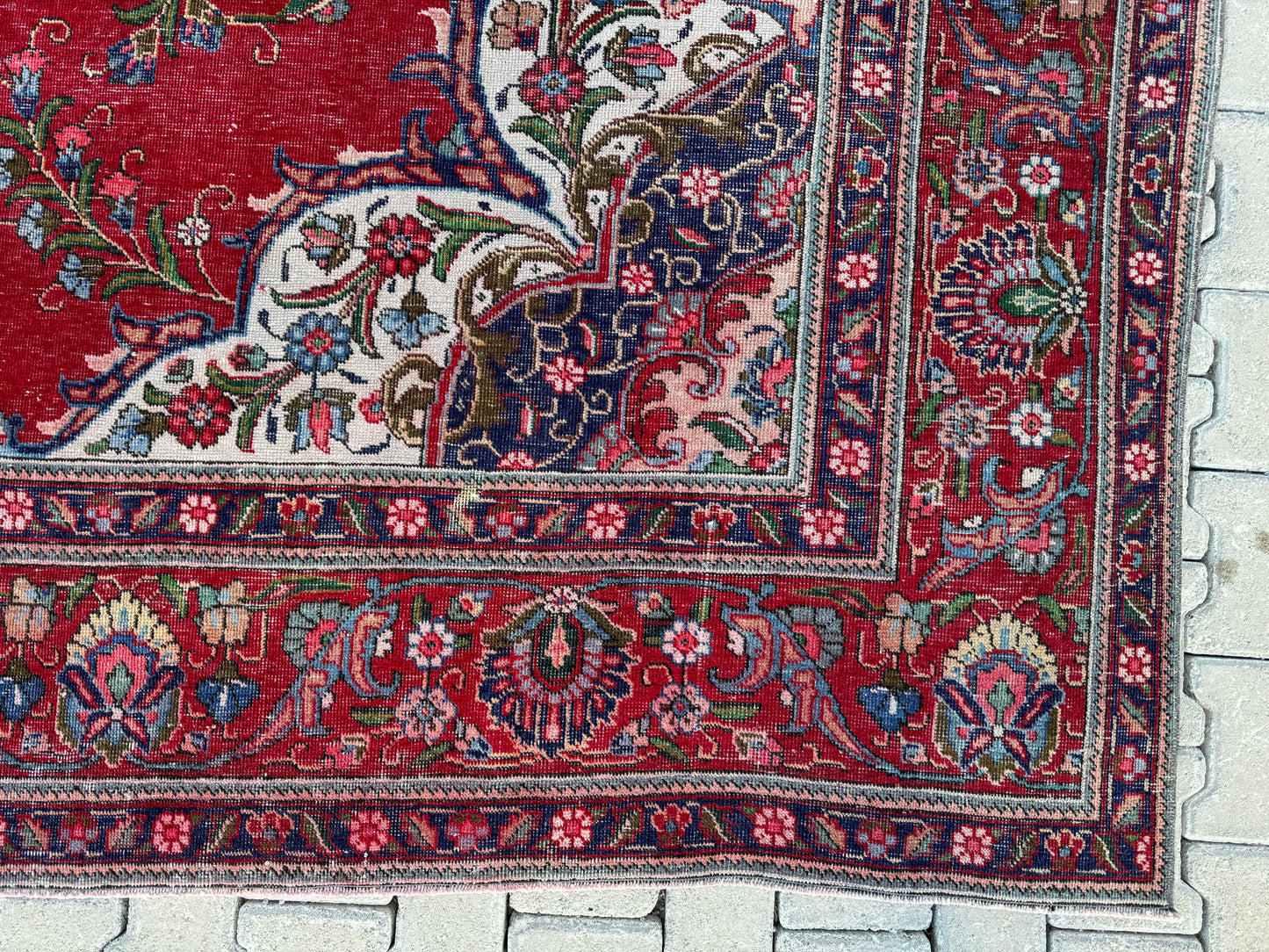 Hand-Knotted Persian Tabriz Rug 10x13 ft- Medallion Design, Vintage Red Carpet | sku1208