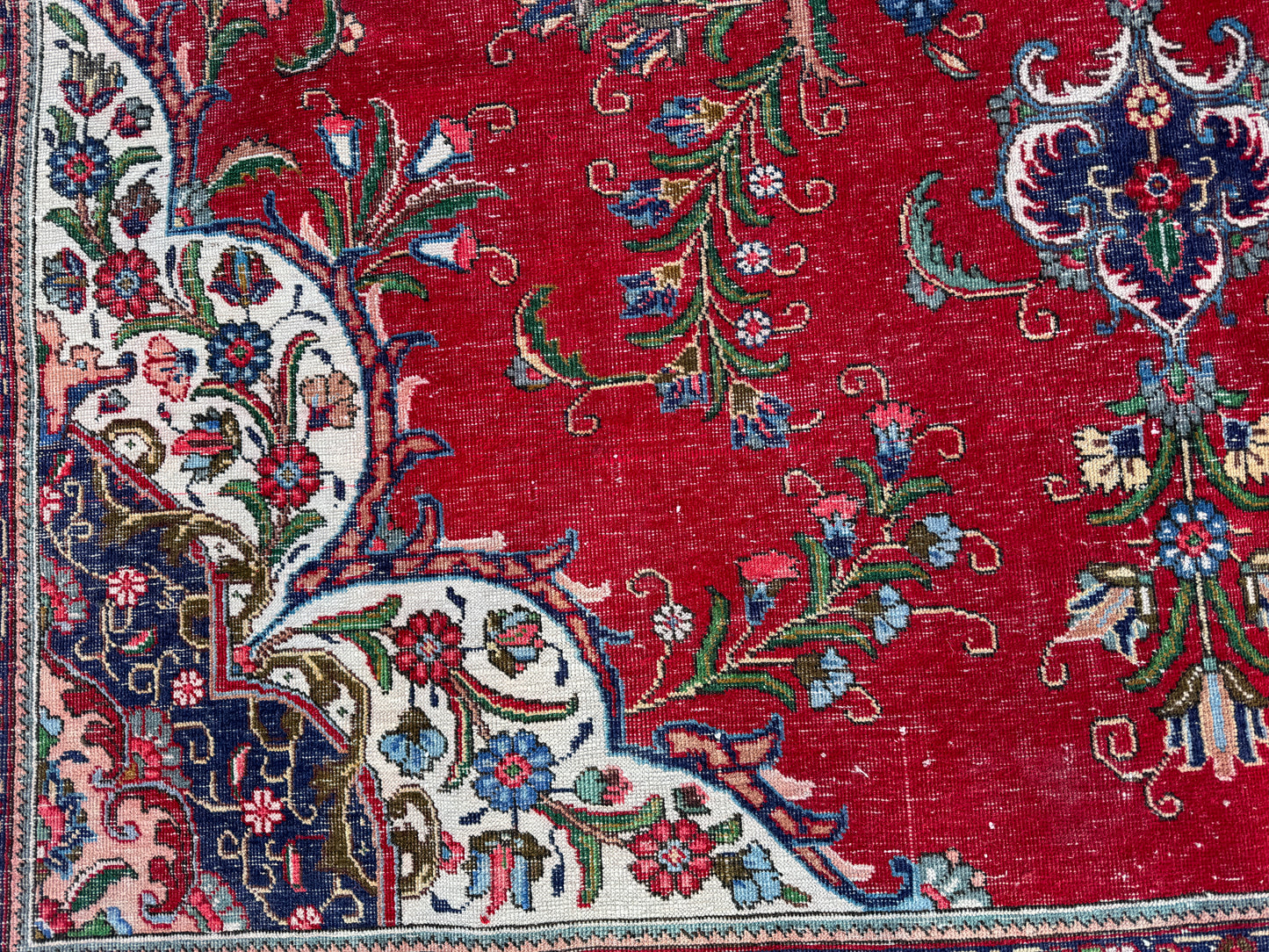 Hand-Knotted Persian Tabriz Rug 10x13 ft- Medallion Design, Vintage Red Carpet | sku1208