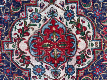 Hand-Knotted Persian Tabriz Rug 10x13 ft- Medallion Design, Vintage Red Carpet | sku1208