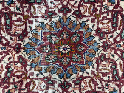 Persian Mahal Rug 10x13 ft - Hand-Knotted Floral Medallion Design, Blue Vintage Carpet, sku1206