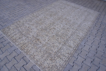 6x10 Neutral Wool Area Rug, Hand Knotted, Beige and Brown, Farmhouse Decor