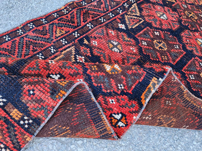 3x9 Boho Herki Runner Rug, Kitchen Decor, Living Room Decor, Hand Made Wool, Kitchen Decor