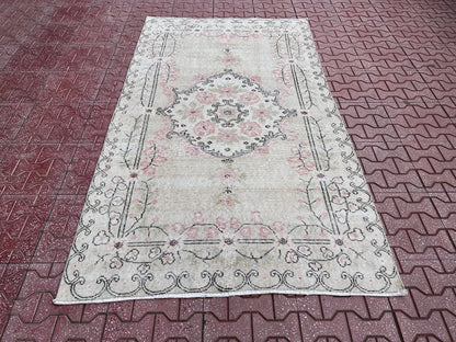 Handwoven Turkish Oushak Rug: 50/50 Wool Cotton Blend