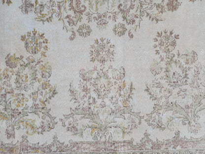 7x10 Turkish Neutral Rug, Hand Made Oriental Rug, Medallion Home Design