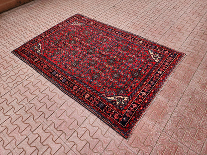 Vintage Oushak Rug 4x6: Handwoven Wool Turkish Rug