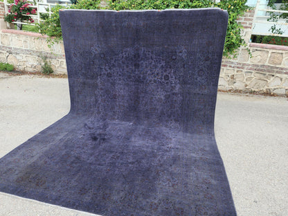 Oriental Gray Area Rug 8×10, Vintage Hand Woven Wool Traditional Carpet