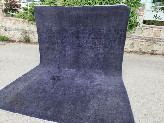 Oriental Gray Area Rug 8×10, Vintage Hand Woven Wool Traditional Carpet