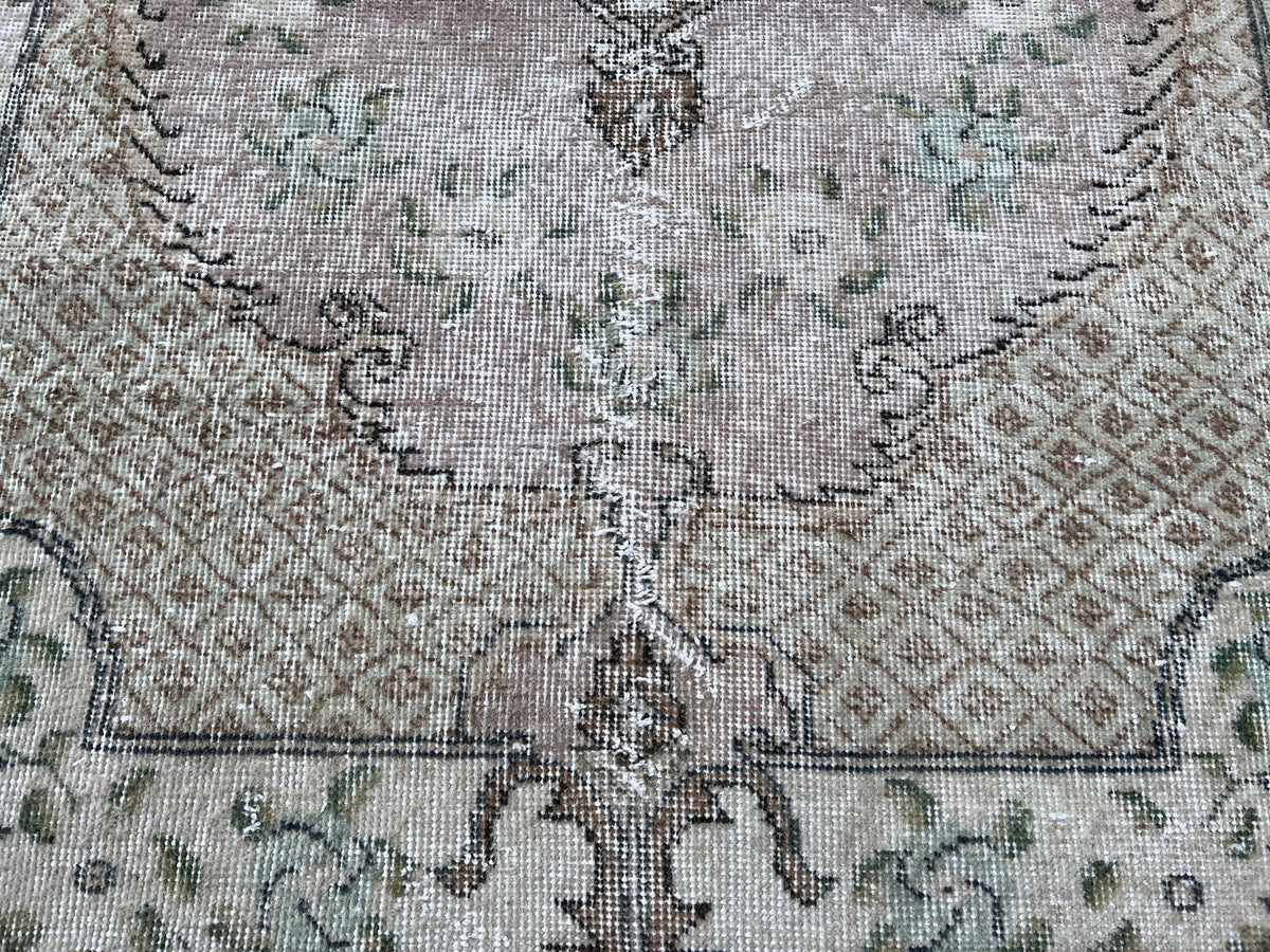 Handwoven Turkish Oushak Rug 4x7: Wool & Cotton Bohemian Rug