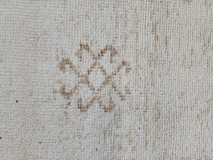 3x12 Muted  Runner Rug: Geometric Turkish Hand Woven, Up Cycled Wool