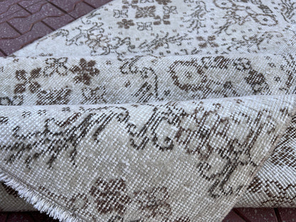 Handwoven Turkish Oushak Rug 4x7: Wool & Cotton Blend