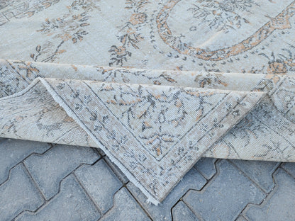Vintage Isparta Turkish Rug 7x10: Green Oriental Rug
