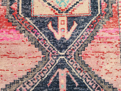 Turkish Runner Rug 3x11, Brown and Pink Color Hallway Carpet, Home Rustic Decor