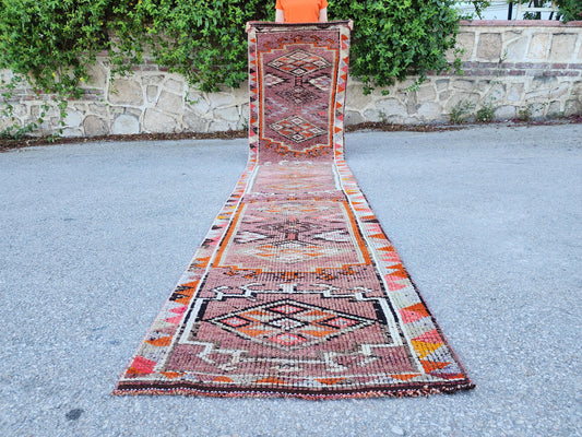 2x12 Vintage Herki Runner, Hand Made Up Cycled Wool, Hallway Decor