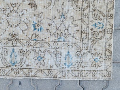 Handwoven Turkish Oushak Rug 4x7: Wool & Cotton Blend