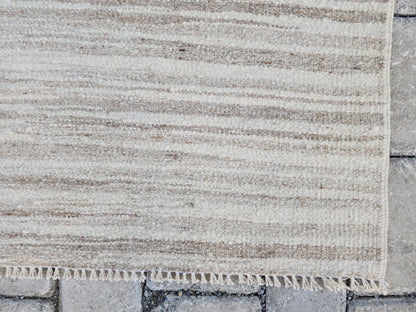 2x11 Neutral Turkish Kilim Runner Rug: Hand-Knotted Wool, Bohemian Hallway Decor