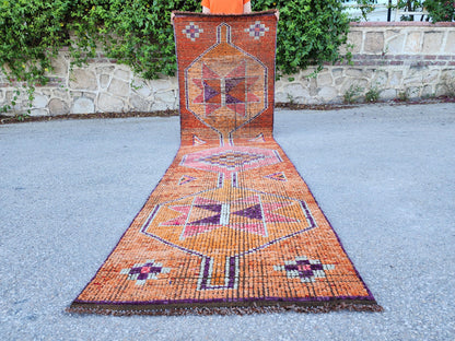 3x10 Herki Runner Rug, Hand Knotted Up Cycled Wool, Home Decor, Kitchen Decor