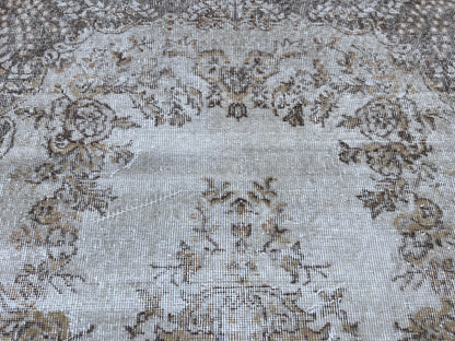 Handwoven Turkish Oushak Rug: Wool & Cotton Blend, Neutral Decor (4x7)
