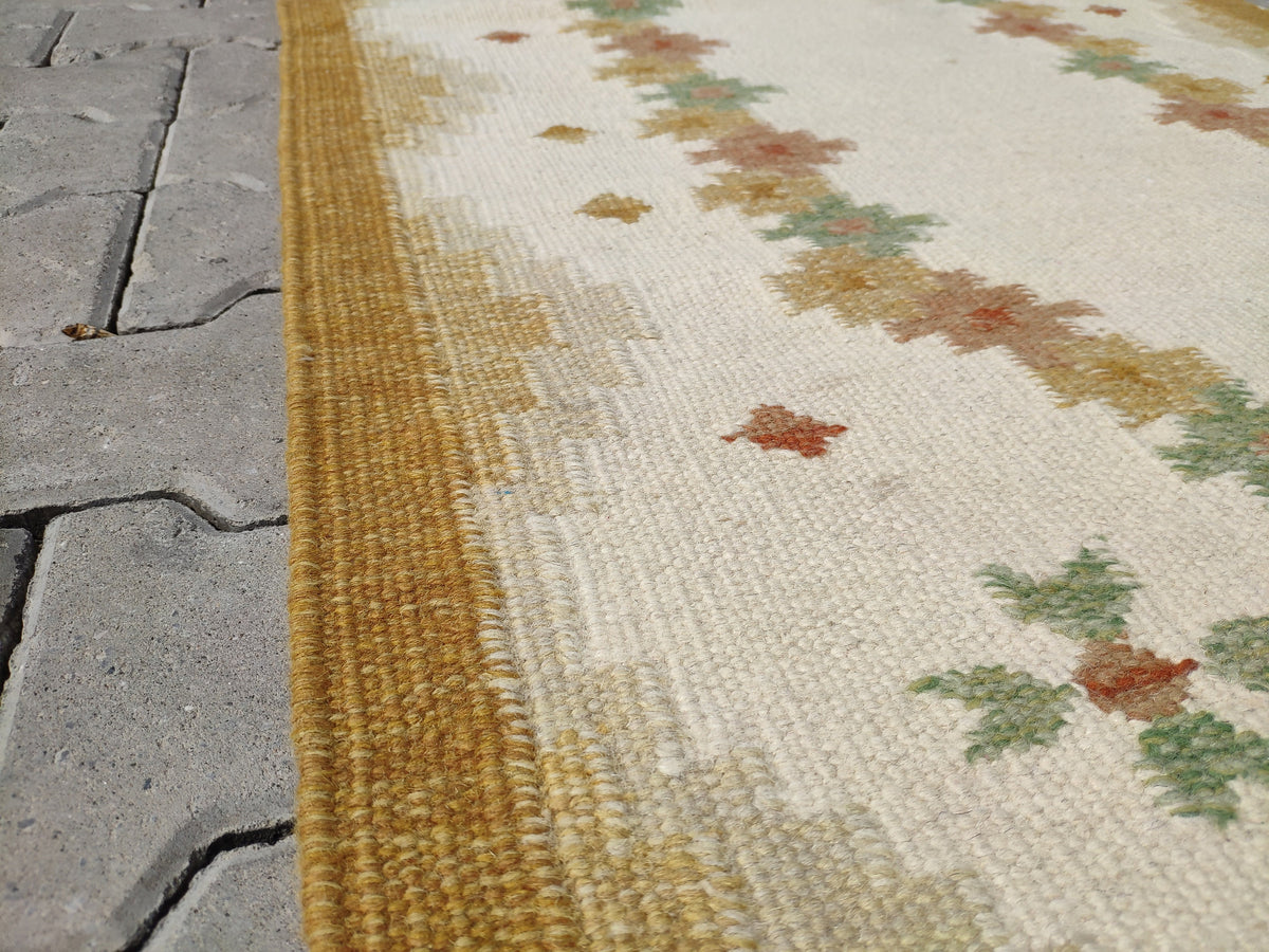 Eclectic Kilim Rug 3x6: Beige Turkish Handmade Rug