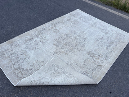 Handwoven Turkish Oushak Rug: 5x8 Vintage Wool & Cotton Area Rug