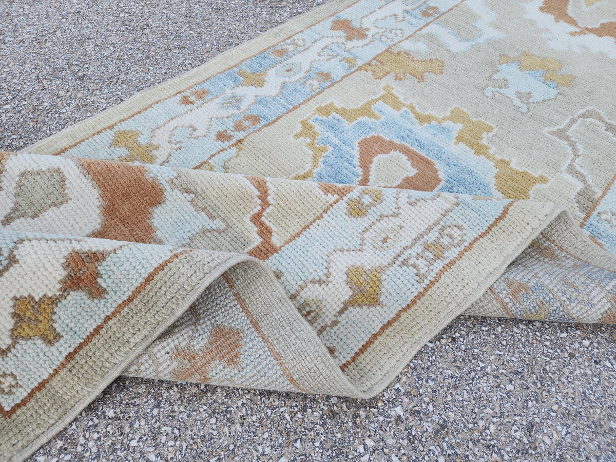 Handwoven Wool Oushak Runner Rug: 3x13 Turkish Entry Rug, Hallway Rustic Decor