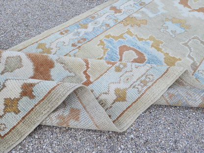 Handwoven Wool Oushak Runner Rug: 3x13 Turkish Entry Rug, Hallway Rustic Decor