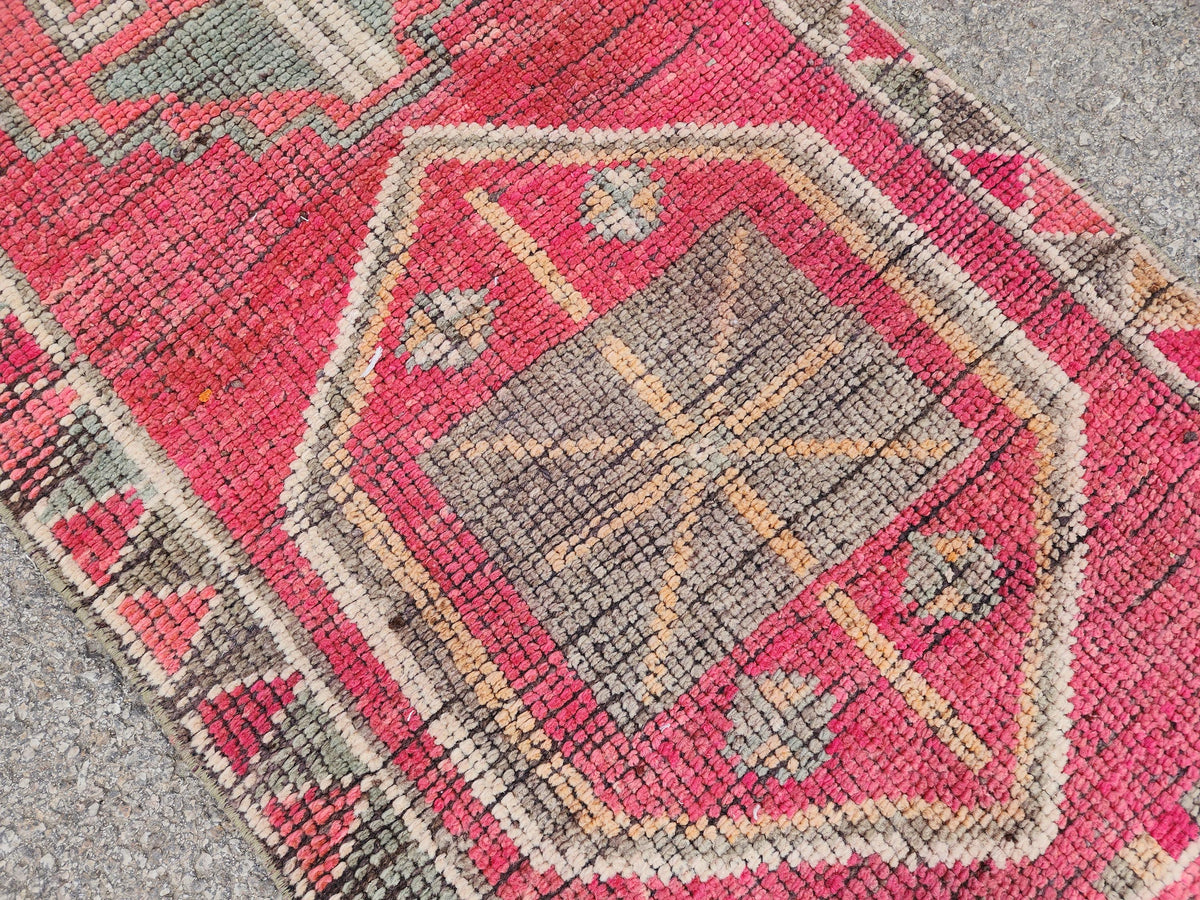 2x13 Herki Long Runner Rug, Hand Knotted Turkish Rug, Bohemian Hallway Decor