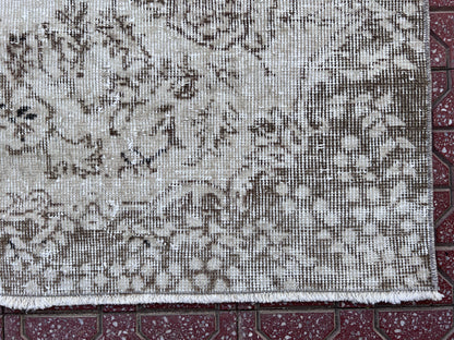 Handwoven Turkish Oushak Rug: Wool & Cotton Blend, Neutral Decor (4x7)