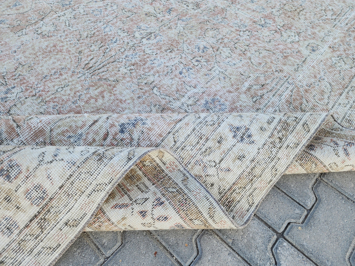 6x10 Turkish Rug, Boho Home Decor, Faded Pink Neutral Carpet