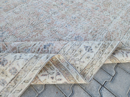 6x10 Turkish Rug, Boho Home Decor, Faded Pink Neutral Carpet