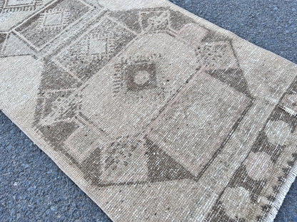2x12 Neutral Runner Rug, Hand-Knotted Hallway & Entryway Rug, Earth Tone Decor
