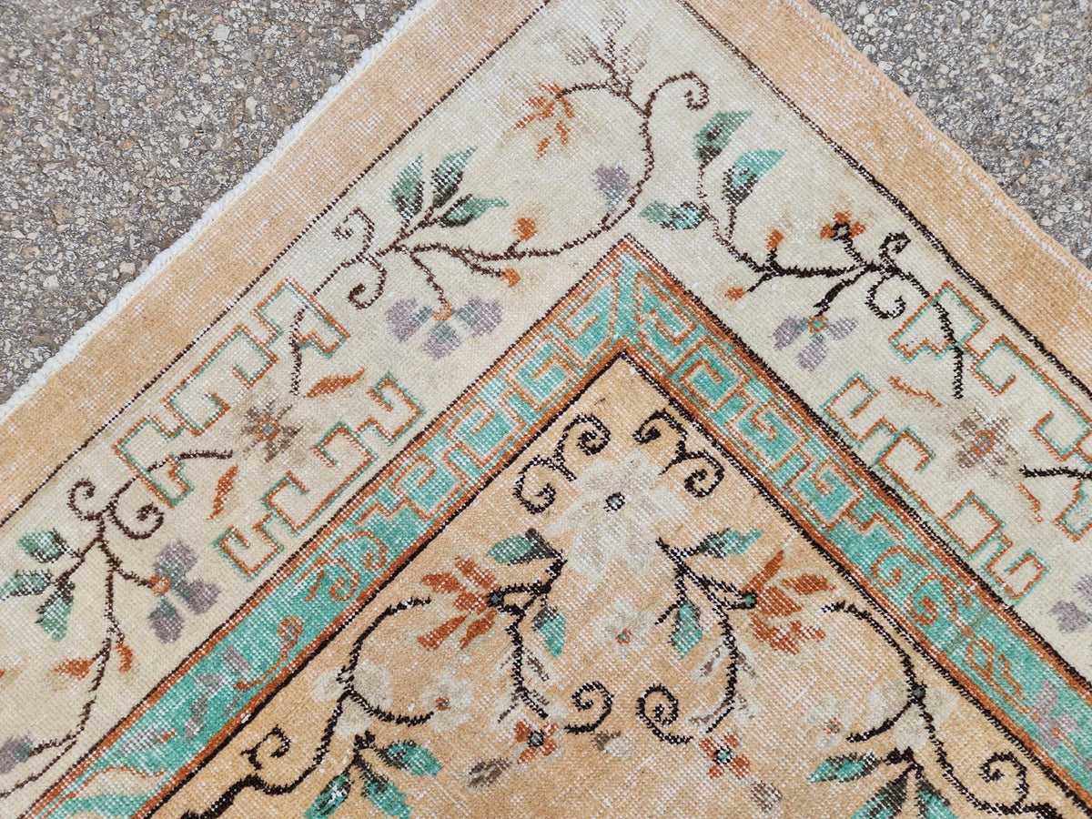 Oushak Rug 7x10, Hand Knotted Turkish Wool Carpet, Living Room Rustic Decor