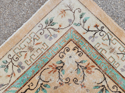 Oushak Rug 7x10, Hand Knotted Turkish Wool Carpet, Living Room Rustic Decor