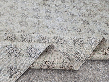 Neutral Oushak Rug 7x10: Hand-Knotted Turkish Wool Area Rug