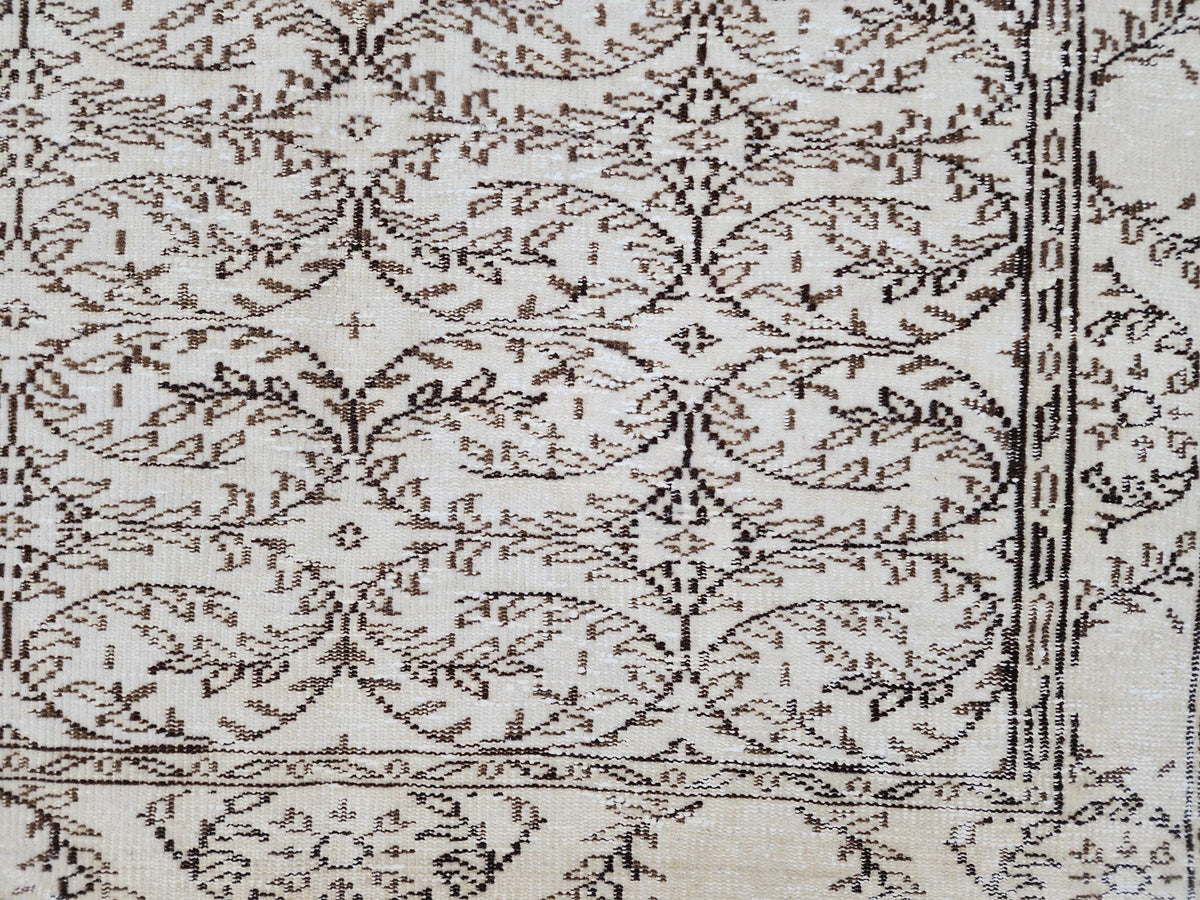5x9 Oushak Turkish Hand Made Rug, Bohemian Beige and Brown, Rustic Farmhouse Decor Rug