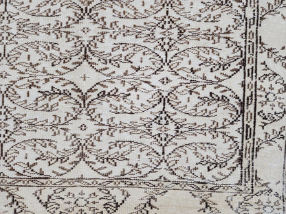 5x9 Oushak Turkish Hand Made Rug, Bohemian Beige and Brown, Rustic Farmhouse Decor Rug