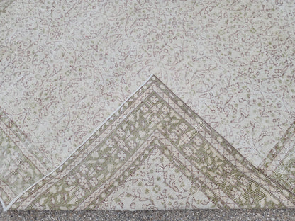 Handmade Wool Oushak Rug 7x10: Turkish Neutral Area Rug