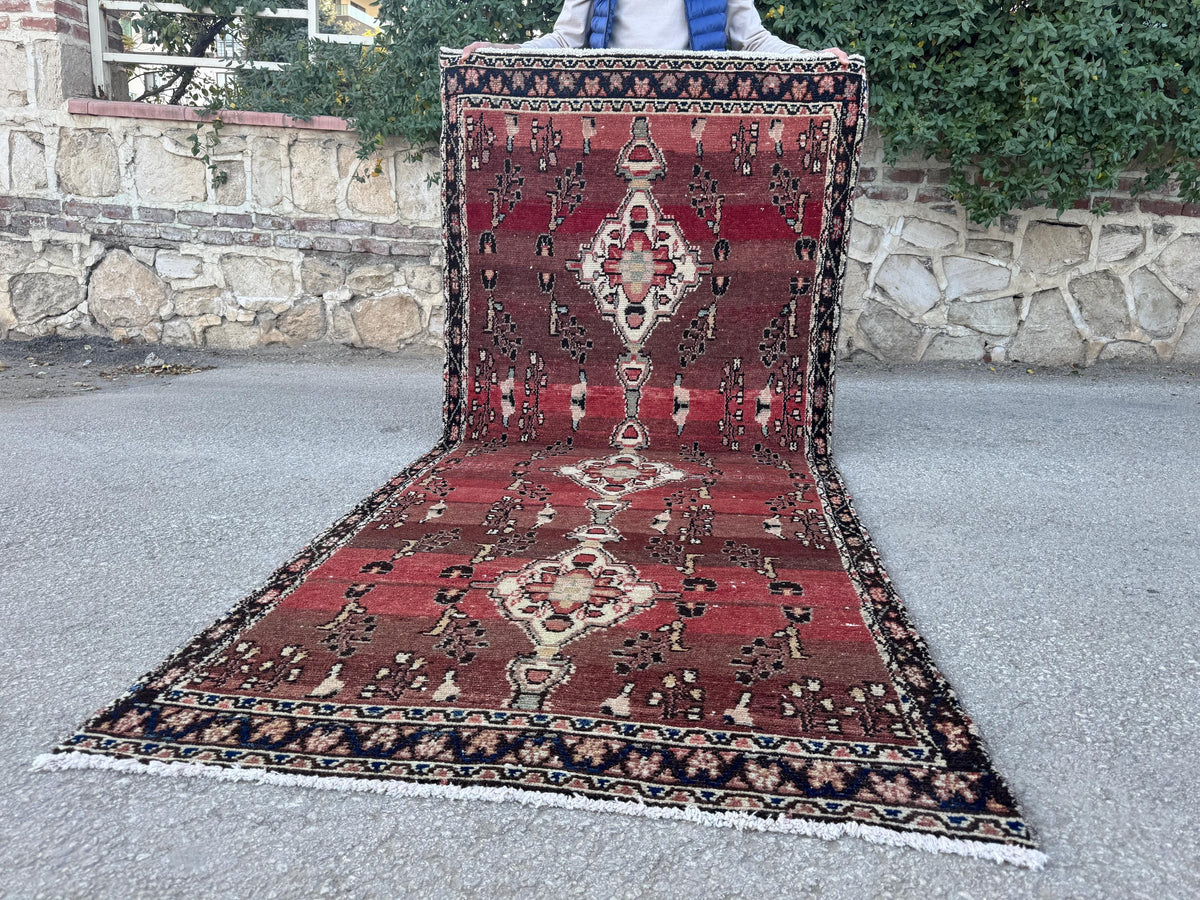 4x9 Vintage Home Rug: Hand Knotted, Persian Wool Runner Rug