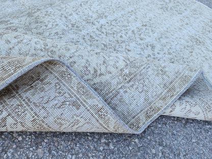 Neutral Wool Rug 3x6: Hand Made, Turkish Beige Decor, Kitchen Design