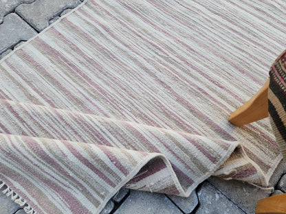 2x11 Hand Knotted Turkish Kilim Runner Rug: Neutral Farmhouse Decor