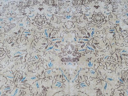 7x10 Oushak Rug: Handwoven Turkish Wool, Neutral Farmhouse Style