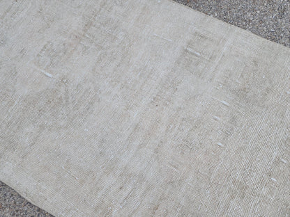 3x12 Neutral Runner Rug, Turkish Beige Wool Hand Made, Hallway Decor