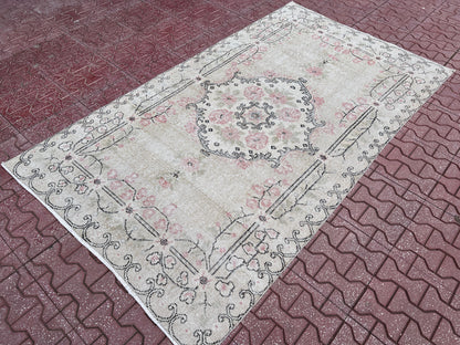 Handwoven Turkish Oushak Rug: 50/50 Wool Cotton Blend