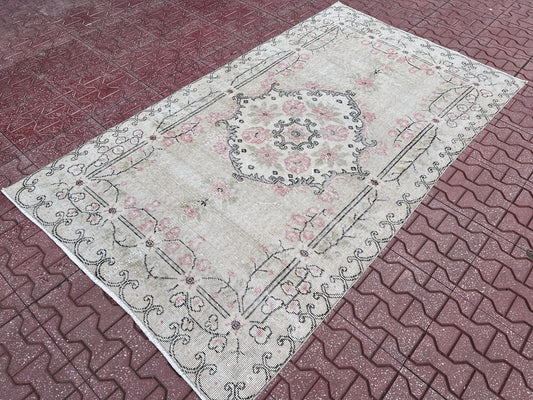 Handwoven Turkish Oushak Rug: 50/50 Wool Cotton Blend