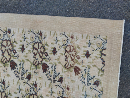 6x9 Handwoven Oushak Rug: Neutral Turkish Wool & Cotton