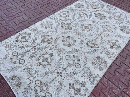 Handwoven Turkish Oushak Rug 4x7: Wool & Cotton Blend